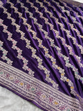 Purple Meenakari Mashru Katan Silk Banarasi Saree