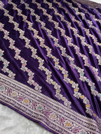 Purple Meenakari Mashru Katan Silk Banarasi Saree