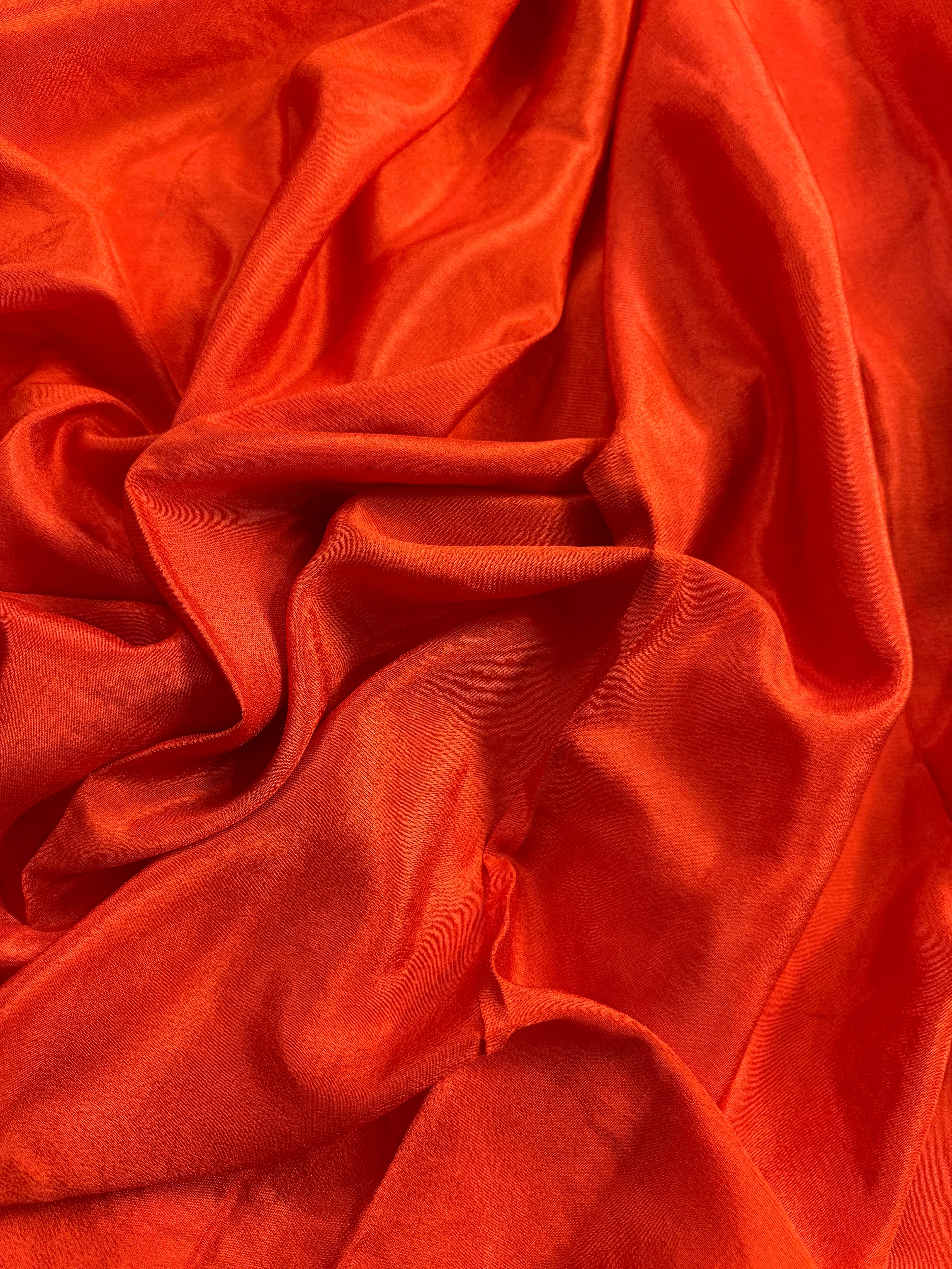 Rust Pure Khaddi Crep Silk Banarasi Saree
