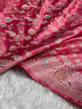 Rose Pink Meenakari Mashru Katan Silk Banarasi Saree
