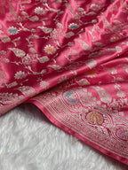 Rose Pink Meenakari Mashru Katan Silk Banarasi Saree