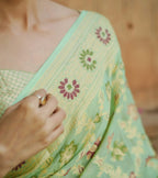 Pista Green Pure Chiffon Silk Banarasi Saree