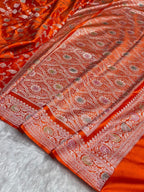 Orange Jall Meenakari Mashru Katan Silk Banarasi Saree
