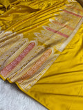 Yellow Meenakari Mashru Katan Silk Banarasi Saree