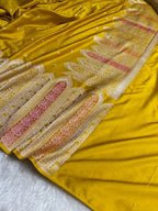 Yellow Meenakari Mashru Katan Silk Banarasi Saree