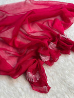 Red Rani Pure Khaddi Chiffon Silk Banarasi Half & Half Saree
