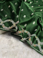 Bottle Green Meenakari Mashru Katan Silk Banarasi Saree
