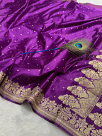 Dark Purple Mashru Katan Silk Banarasi Saree