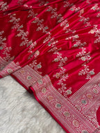 Red Meenakari Mashru Katan Silk Banarasi Saree