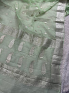 Light Pista Pure Khaddi Chiffon Silk Banarasi Saree