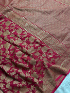 Red Pure Khaddi Georgette Silk Banarasi Saree
