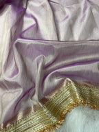Lavender Tissue Silk Banarasi Saree With Designer Lace Work