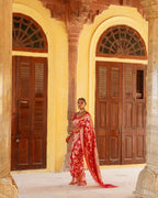 Rani Pink With Handbrush Pure Khaddi Georgette Silk Banarasi Saree