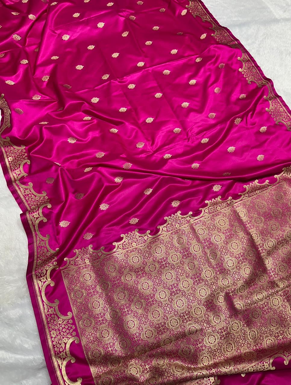 Rani Pink Mashru Katan Silk Banarasi Saree