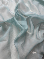 Pastel Ice Blue Pure Khaddi Chiffon Silk Banarasi Saree