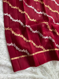 Maroon Stripe Sona & Roopa Pure Kora Organza Silk Banarasi Saree