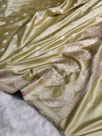 Olive Green Mashru Katan Silk Banarasi Saree