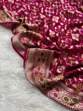 Rani Geometric Meenakari Pure Chiffon Silk Banarasi Saree