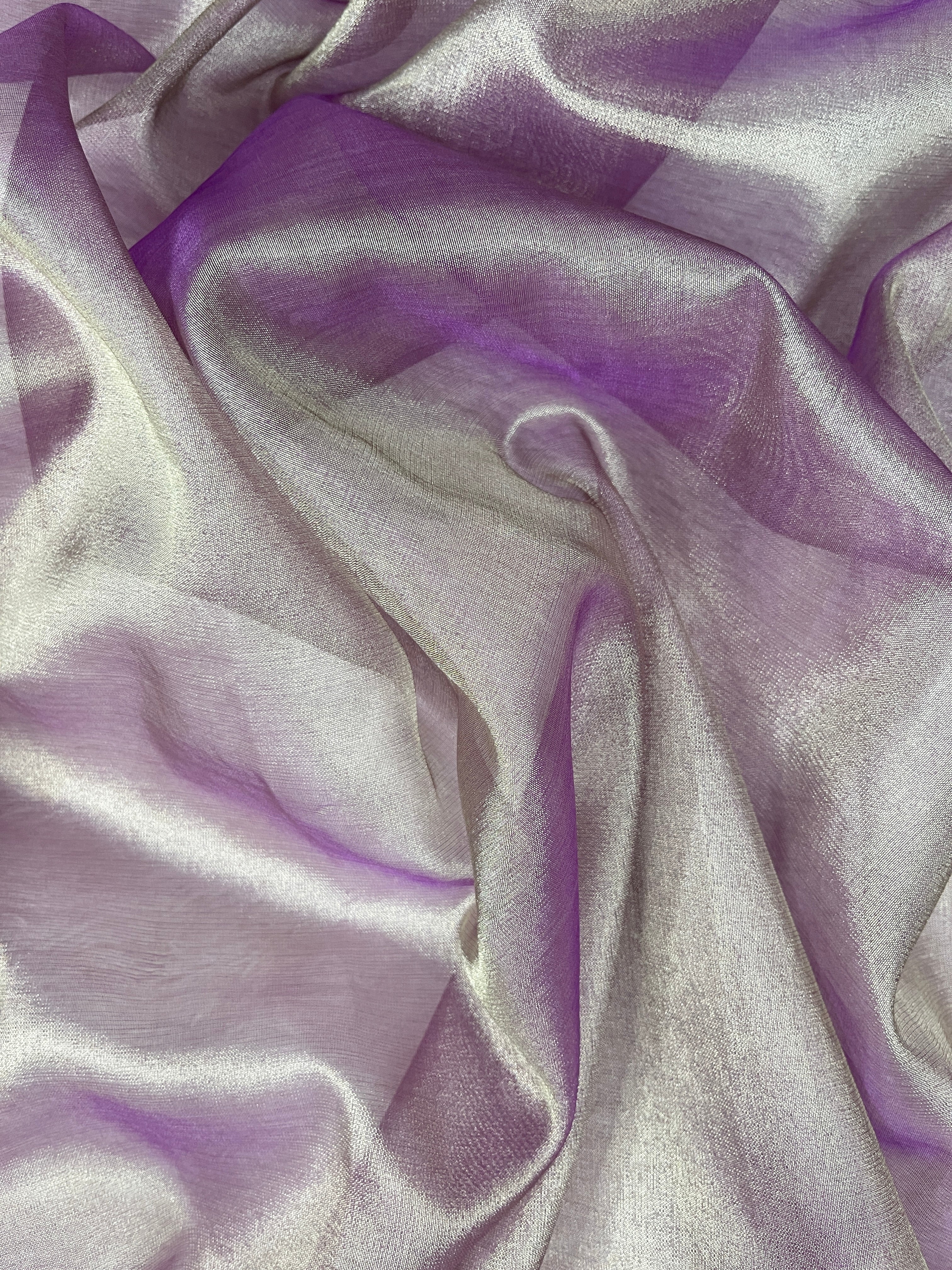 Lavender Tissue Silk Banarasi Saree With Designer Lace Work