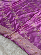 Lavender Meenakari Mashru Katan Silk Banarasi Saree