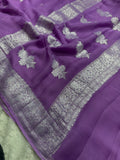Lavender Pure Khaddi Chiffon Silk Banarasi Saree