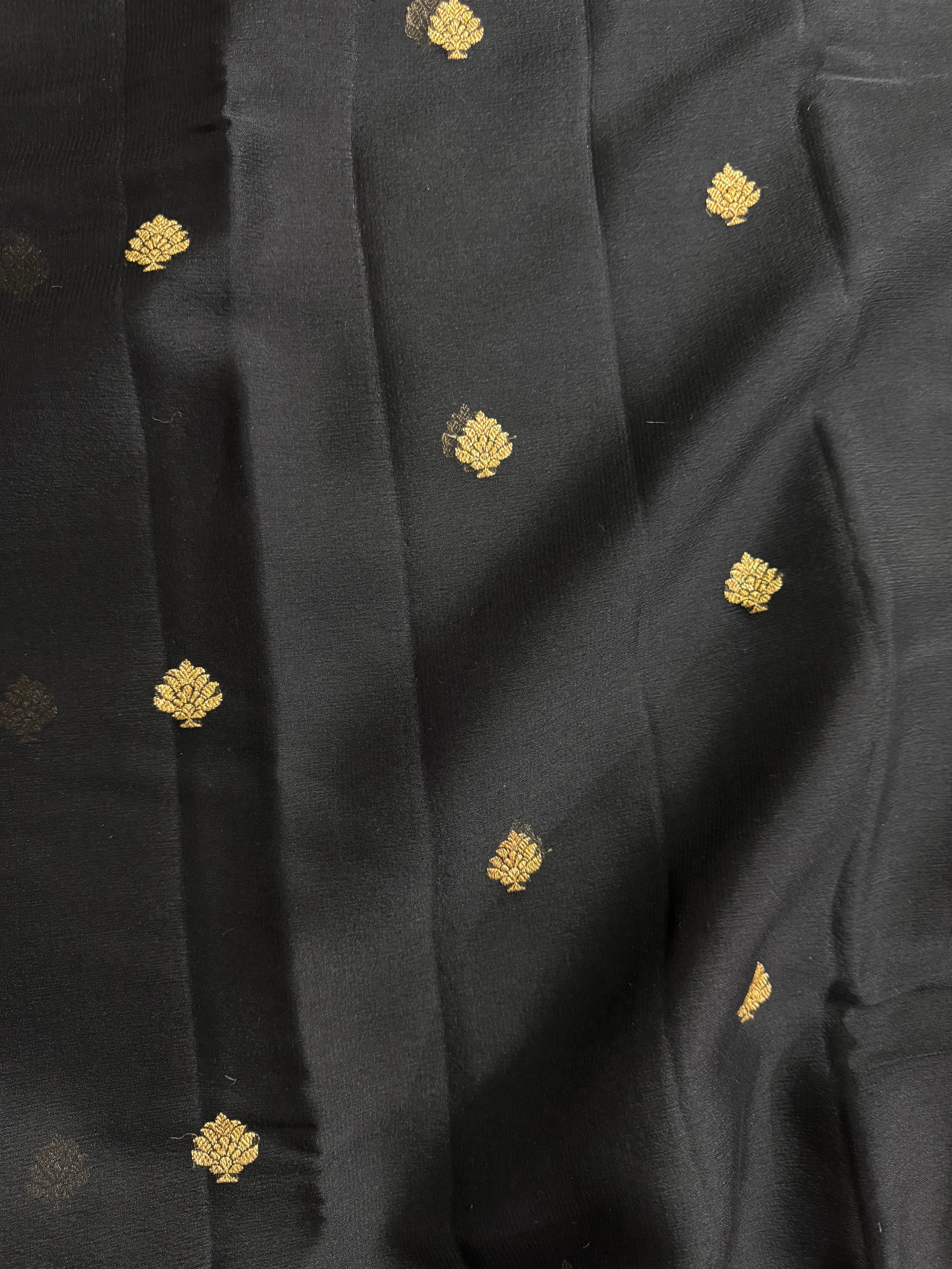 Black Pure khaddi Chiffon Silk Banarasi Saree