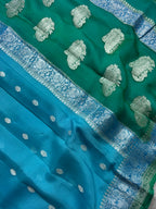 Pure khaddi Chiffon Silk Banarasi Border Booti 3d Saree