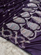Deep Purple Meenakari Mashru Katan Silk Banarasi Saree