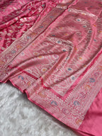 Rose Pink Meenakari Mashru Katan Silk Banarasi Saree