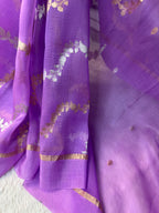 Lavender Stripe Sona & Roopa Pure Kora Organza Silk Banarasi Saree
