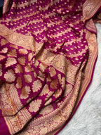 Rani Pure Chiffon Silk Banarasi Stripe Saree