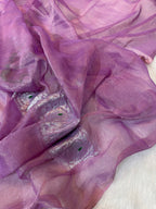 Lavender Pure Khaddi Tissue Chiffon Sona & Roopa Meenakari Banarasi Saree