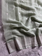 Pista Green Pure Khaddi Chiffon Silk Banarasi Saree