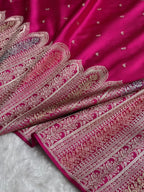 Rani Pink Meenakri Mashru Katan Silk Banarasi Saree