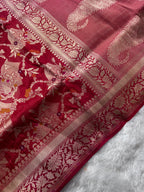 Red Jall Pure Katan Silk Banarasi Saree