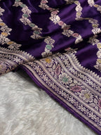 Purple Meenakari Mashru Katan Silk Banarasi Saree
