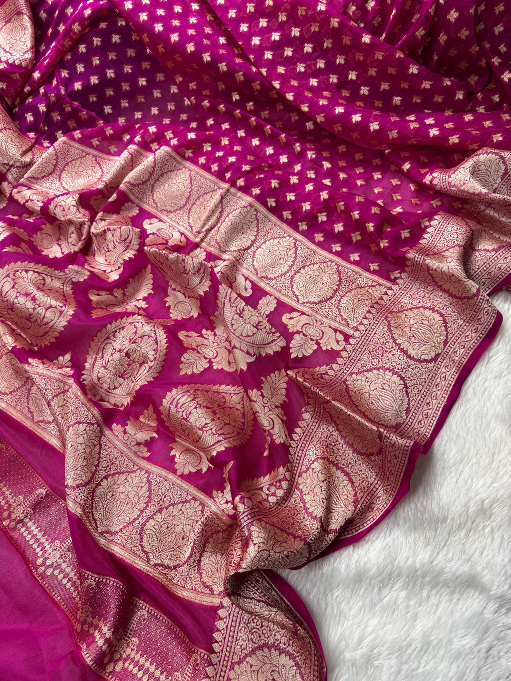 Rani Pure Chiffon Silk Banarasi Saree