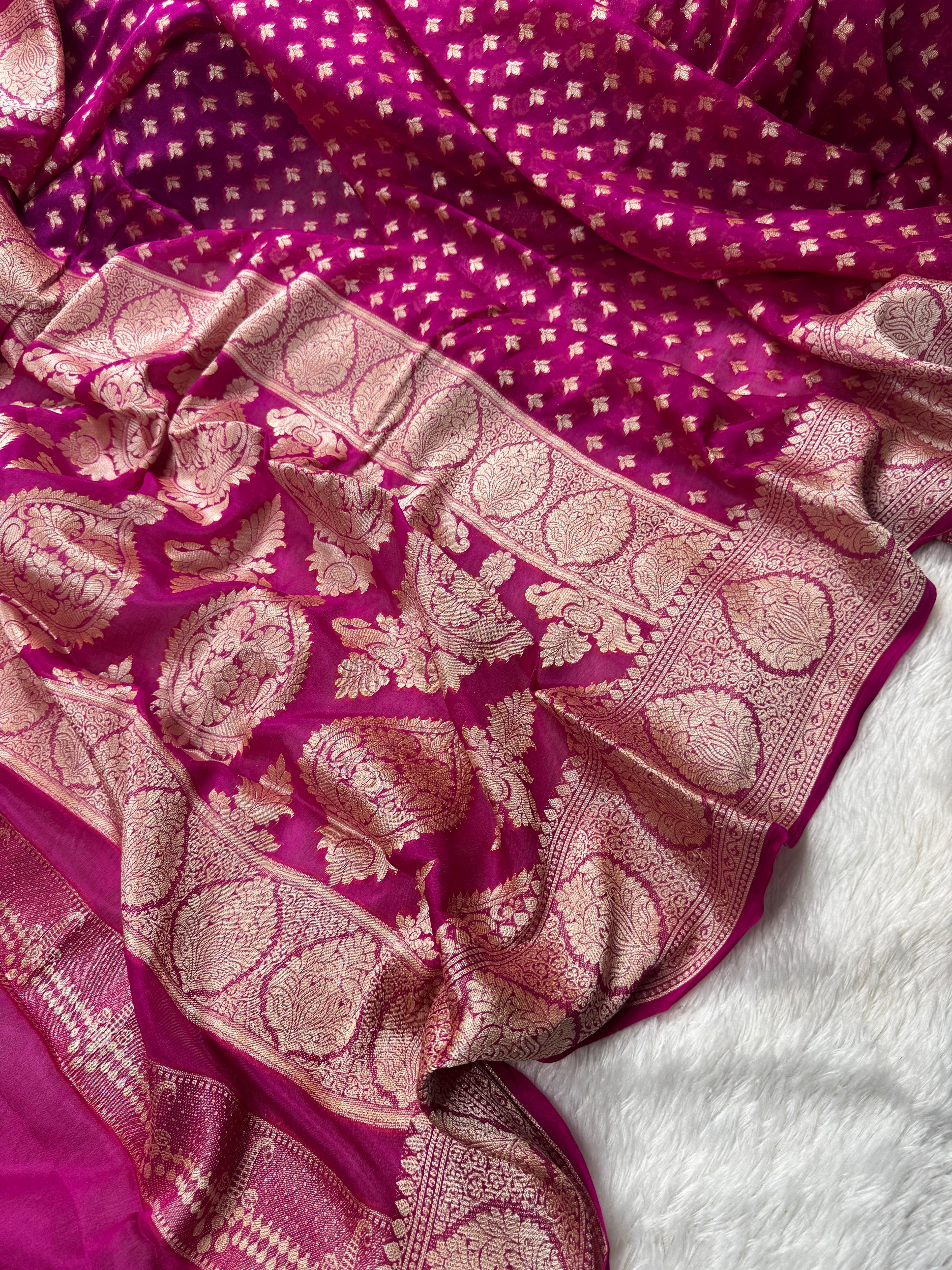 Rani Pure Chiffon Silk Banarasi Saree