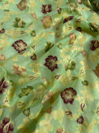 Pista Green Pure Chiffon Silk Banarasi Saree
