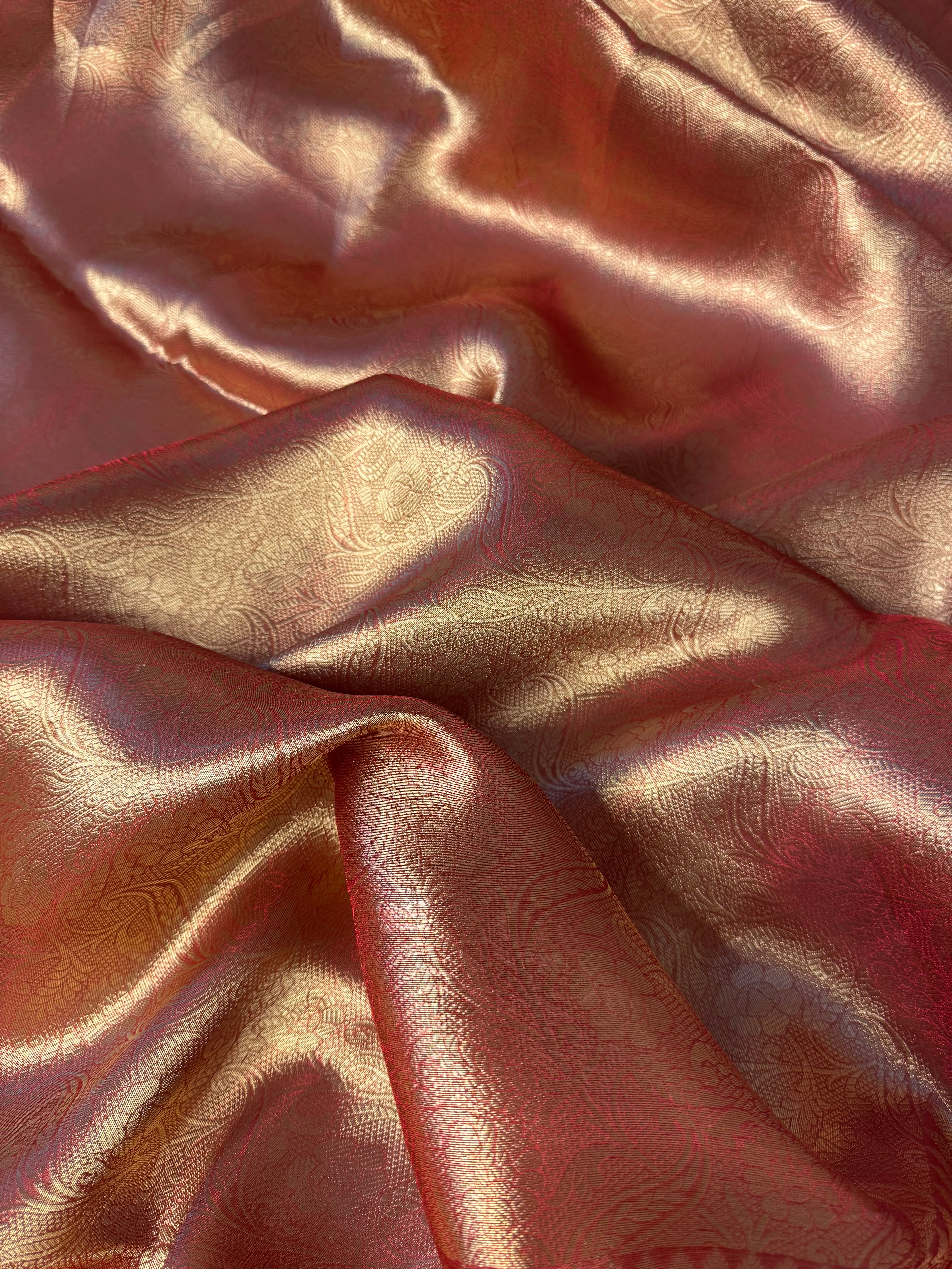 Carmine Red Pure Tissue Silk Banarasi Saree