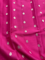 Rani Pink & Deep Purple Pure Khaddi Chiffon Silk Banarasi Saree