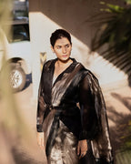 Black Pure Glass Tissue Silk Banarasi Saree