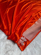Orange Meenakari Mashru Katan Silk Banarasi Saree
