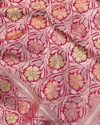 Rani Pink With Handbrush Pure Khaddi Georgette Silk Banarasi Saree