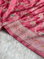 Pink Meenakari Mashru Katan Silk Banarasi Saree