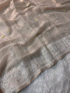 Natural Pure Khaddi Tissue Chiffon Sona & Roopa Banarasi Saree