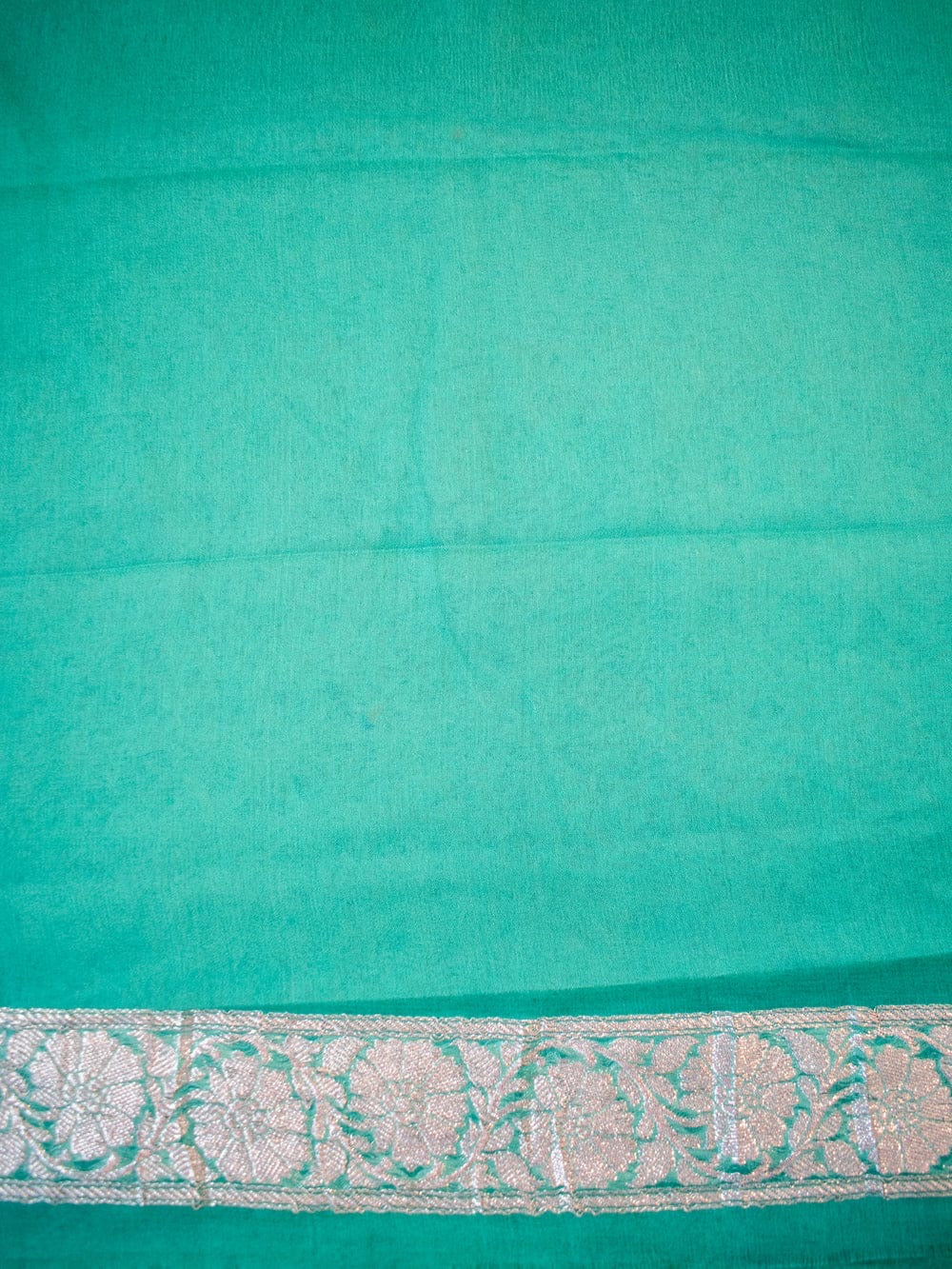 Sea Green Pure Khaddi Chiffon Silk Banarasi Saree