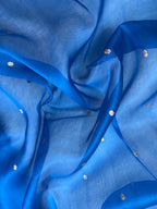 Sapphire Blue Pure Kora Organza Silk Banarasi Saree