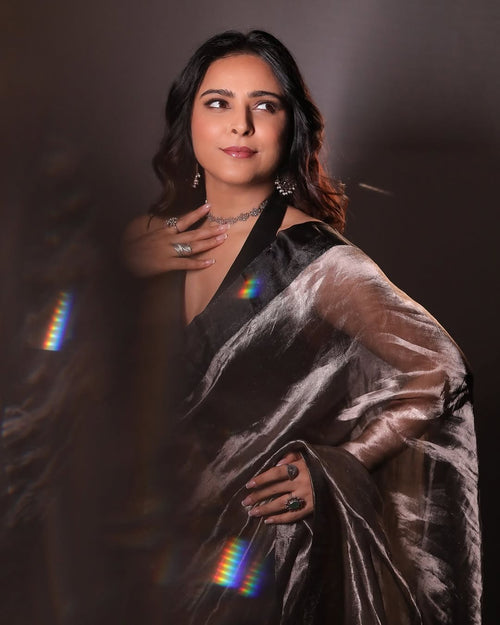 Black Pure Glass Tissue Silk Banarasi Saree
