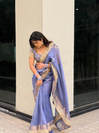 Lavender Blue Banarasi Riwaayat Tissue Silk Saree